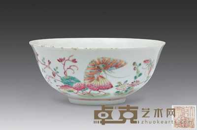 清代乾隆 粉彩花卉碗 直径16cm